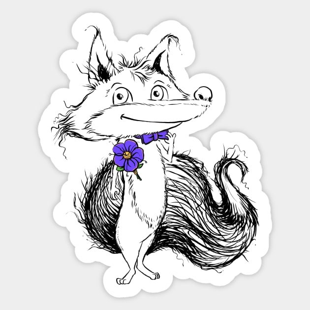 Dapper Little Fox with a Fancy Bow Tie and Boutonniere Sticker by obillwon